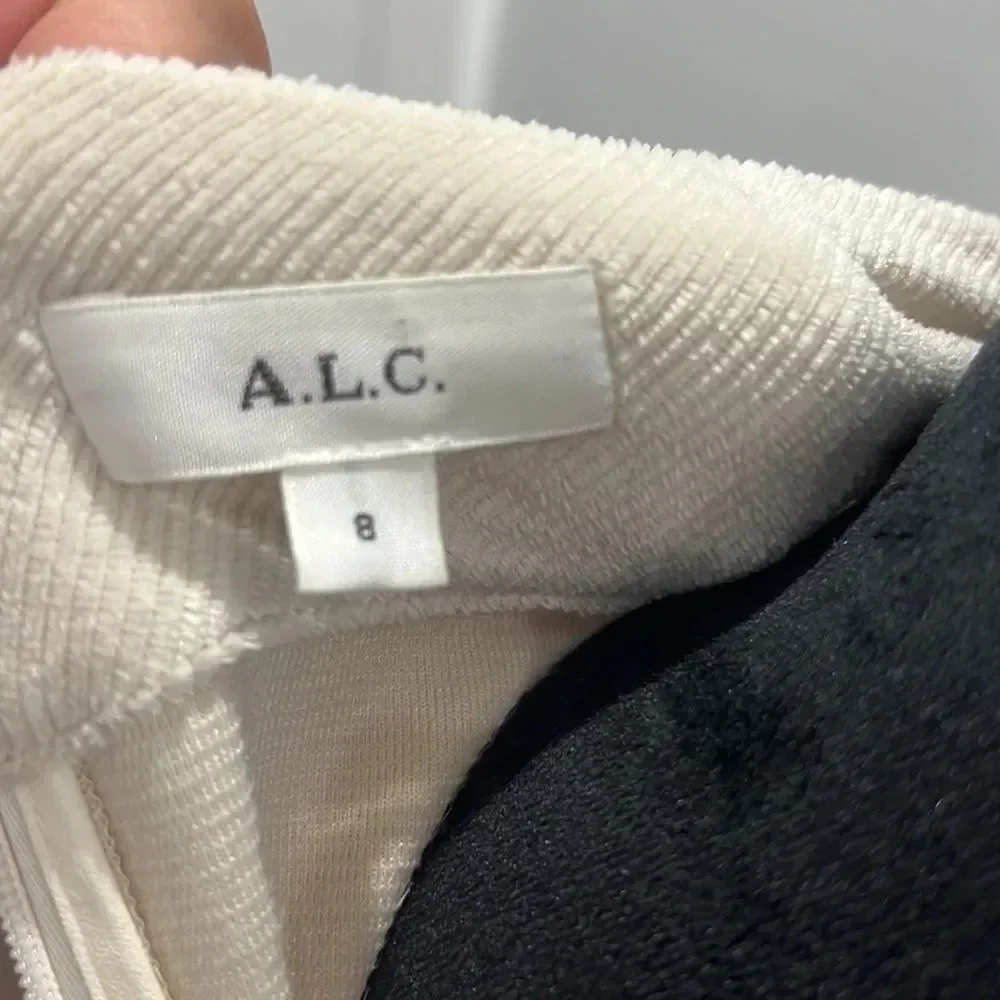 A.C.L Ivory Rice Joss Mock Neck Long Sleeve Velvet Top size 8 - Picture 8 of 11